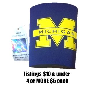 New Michigan koozie blue & yellow cold drink holder cold keeper